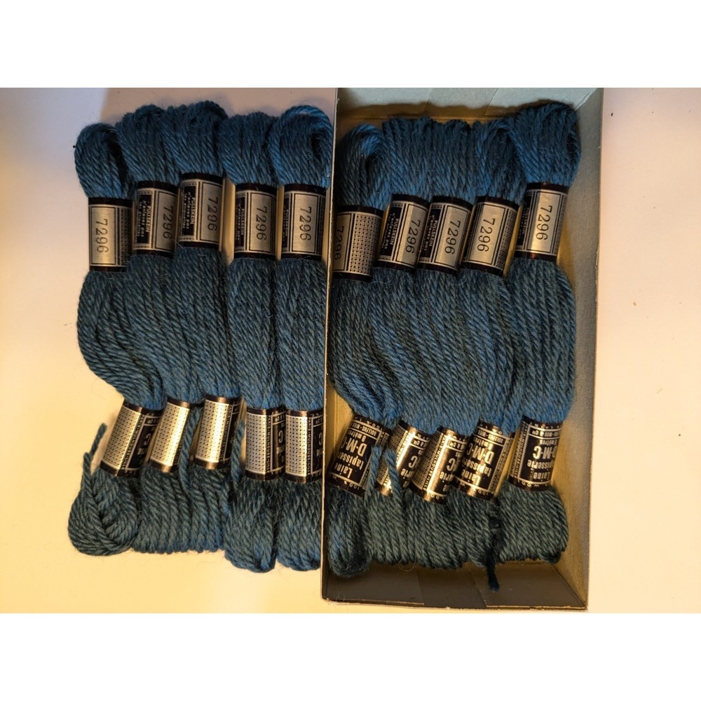 10 Skeins Laine Tapisserie DMC 100% Wool 8 Meters ea #7296 Dark Dull Turquoise
